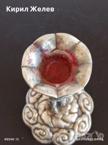 Стар метален свещник с Ангел много красив инкрустиран за КОЛЕКЦИЯ ДЕКОРАЦИЯ 50608, снимка 9 - Други ценни предмети - 51792018