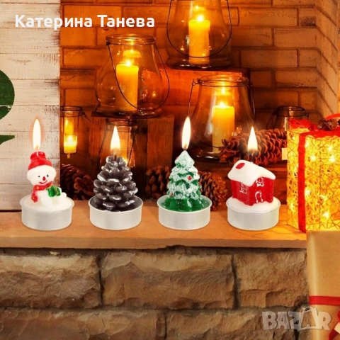 12 Коледни ароматни чаени свещи в кутия