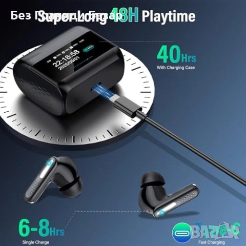 Нови Безжични Bluetooth слушалки с екран ANC ENC шумопотискане 48 часа, снимка 6 - Bluetooth слушалки - 52828116