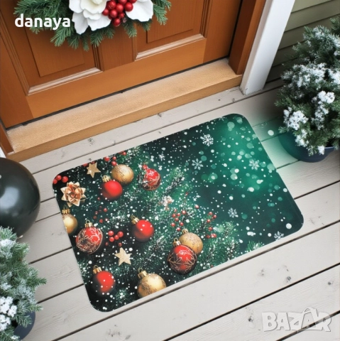 6130 Гумена коледна постелка за входна врата, 61x40cm, снимка 4 - Изтривалки - 51904119