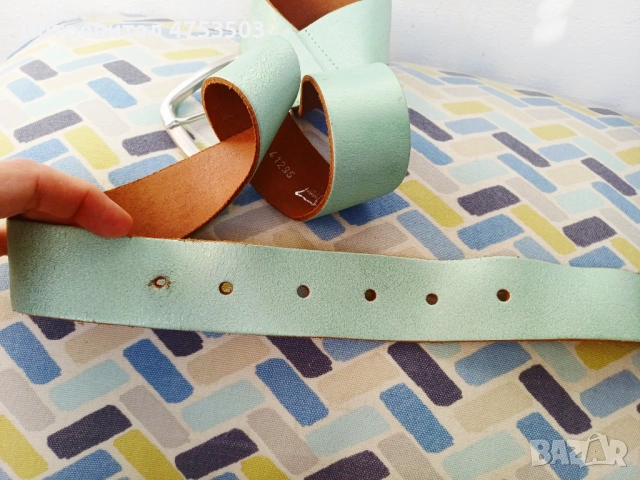 Зелен колан естествена кожа , снимка 2 - Колани - 54325181
