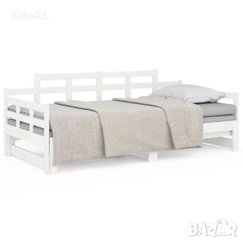 vidaXL Разтегателна кушетка, бяла, борово дърво масив, 2x(80x200) см(SKU:820348), снимка 1