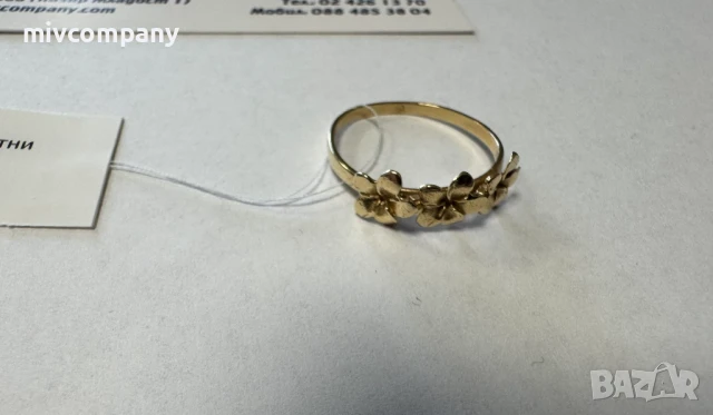 Златен Пръстен 1.34гр  Размер - 55, снимка 4 - Пръстени - 51343109