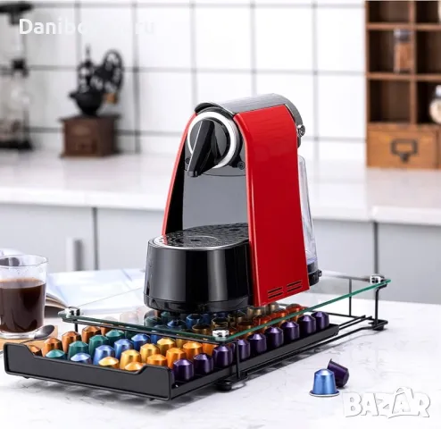 Nespresso поставка за капсули Rice Rat Coffee, органайзер за чекмедже Originaline, закалено стъкло, снимка 3 - Кафемашини - 48506617