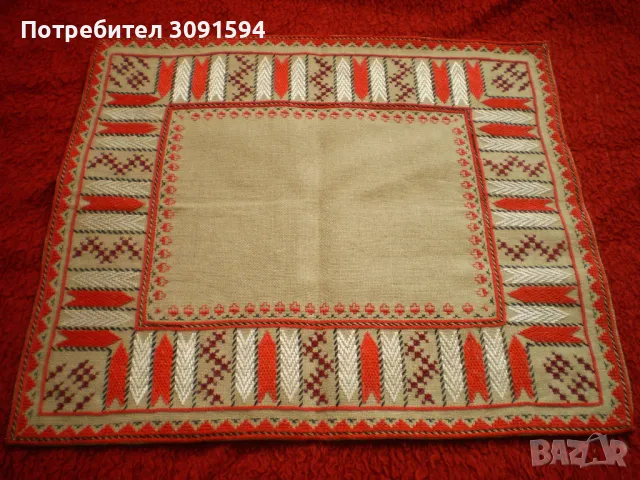 Ръчна Бродерия  Покривка ленена панама с памучни и копринени конции, снимка 4 - Декорация за дома - 49577935