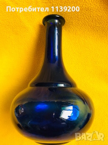 2 винтидж френски стъклени сини вази, снимка 6 - Вази - 36520724
