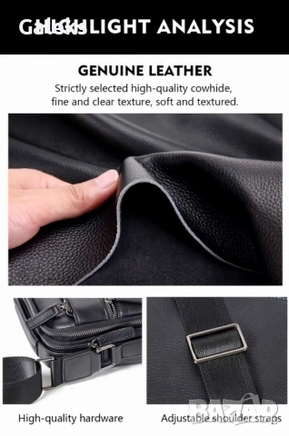 Топ*Луксозна,елегантна  бутикова мъжка кожена чантичка /Черна естест. кожа!, снимка 12 - Чанти - 50959568