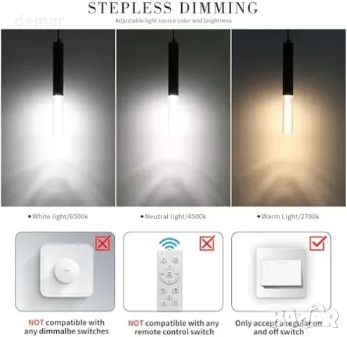 Смарт/LED полилей за таван с 3 нива 3000/4500/6500K, 2 бр, снимка 4 - Полилеи - 55871328