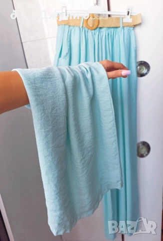 Стилен панталон с широк крачол от 100% варен памук, снимка 5 - Панталони - 51744392