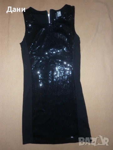 Черна рокля с пайети за парти марка H&M Divided размер S, снимка 1