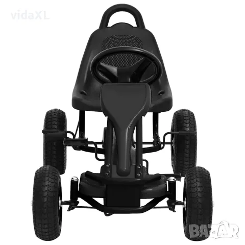 vidaXL Детски картинг с педали и гуми, черен, снимка 2 - Детски велосипеди, триколки и коли - 56147735