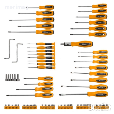 Комплект отверки и битове 100 части ISMA, снимка 2 - Отвертки - 44611094