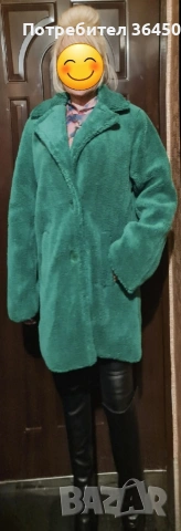 Зелено,модерно, топло и меко зимно палто,олекотено . Размер S/M / НОВО / Продава се и чантата/Нова/, снимка 2 - Палта, манта - 52630817