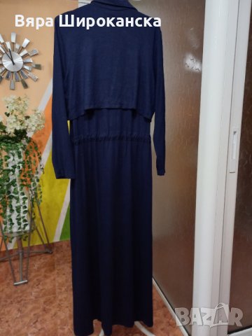 Тъмносиня рокля трико за едра дама. Размер: XL, 2XL. Интересен модел. Голяма разтегливост. , снимка 3 - Рокли - 40522953