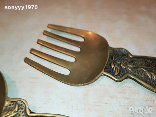 МЕД/МЕСИНГ-ЛЪЖИЦА И ВИЛИЦА ЗА КОЛЕКЦИЯ 0407221916, снимка 8 - Антикварни и старинни предмети - 37286806