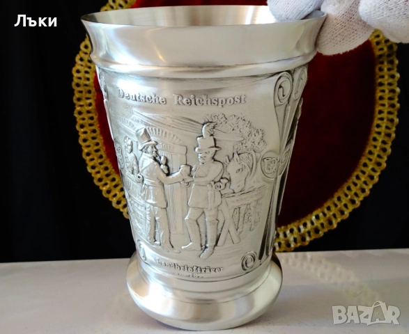 Чаша от калай,халба 300 мл.,Баварските пощи. , снимка 3 - Антикварни и старинни предмети - 51571116