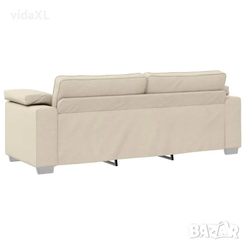 vidaXL 3-местен диван Бежово 220 cm Ленена смесена тъкан, снимка 6 - Дивани и мека мебел - 56147489