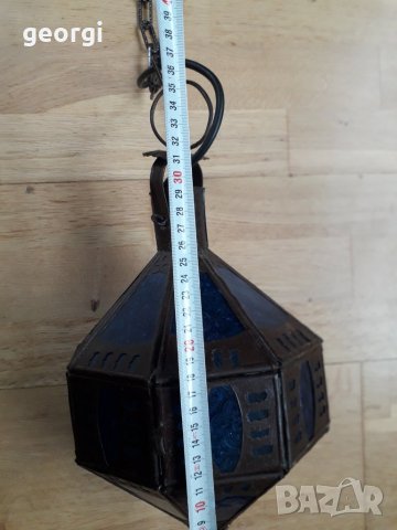 Ретро метален витражен електрически фенер   17/2, снимка 7 - Антикварни и старинни предмети - 34435042