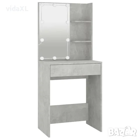vidaXL Тоалетка с LED, бетонно сива, 60x40x140 см, снимка 3 - Тоалетки - 56147795