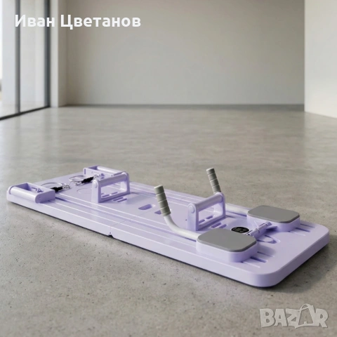 Фитнес дъска за пилатес 3 в 1 – ластици за съпротивление, таймер и стойка за телефон