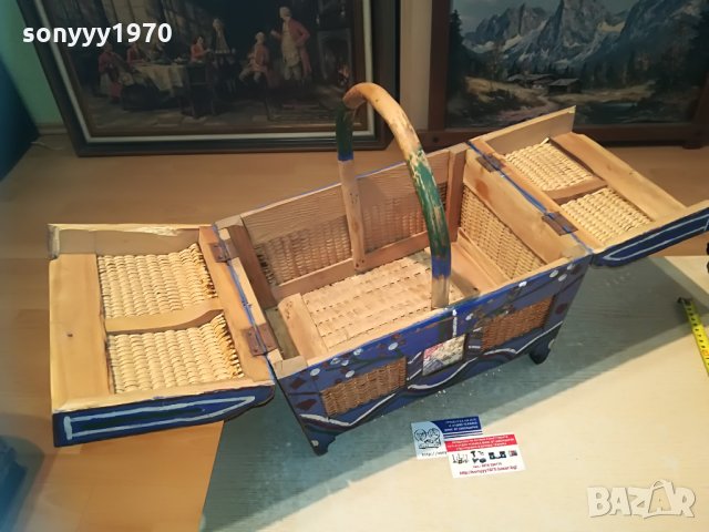 РЕТРО ЧАНТА-ДЪРВО И РАТАН-40Х40Х27СМ, снимка 2 - Колекции - 29141177