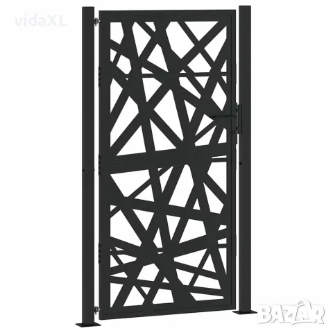 vidaXL Градинска порта, черна, 100x175 см, стоманена, светъл дизайн