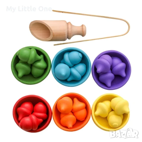 Цветни жълъди за сортиране, снимка 5 - Образователни игри - 50998224