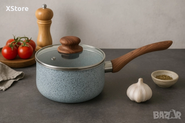 Касерола с капак Voltz Siena, 18x8см.\2л., Мраморно каменно керамично покритие