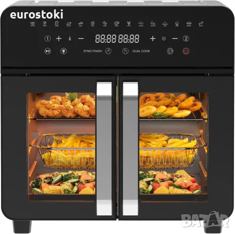 Iceagle XXL Фритюрник с горещ въздух 23L с двойна камера с подвижен разделител за готвене