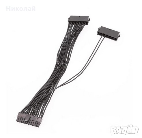 Кабел удължител 24 pin ATX за свързване на дъно с 2 захранвания , риг , майнинг , снимка 1