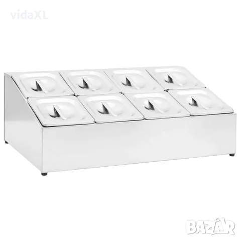 vidaXL Гастронорм контейнер държач с 8 GN съда 1/6 неръждаема стомана(SKU: 51225)