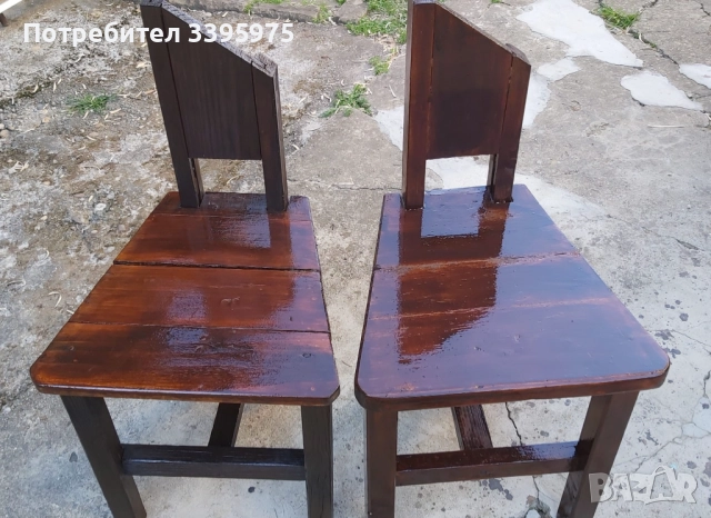 Два ръчно изработени дървени стола, снимка 5 - Столове - 51799120