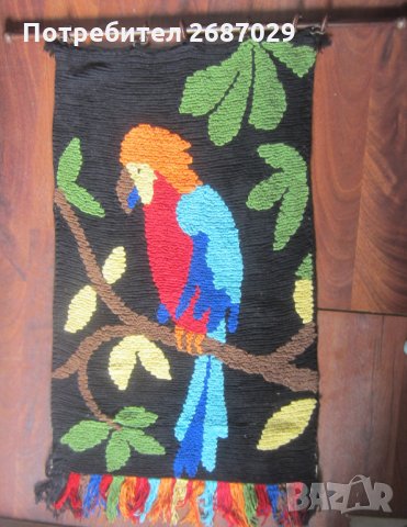 70 см!  Папагал - текстилно пано за стена с папагал