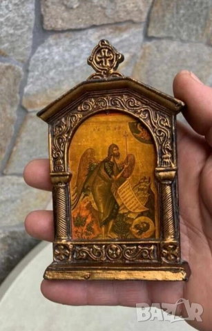 малка икона иконостас  на Свети Йоан Кръстител (известен и като Свети Йоан Предтеча)., снимка 2 - Антикварни и старинни предмети - 52633247