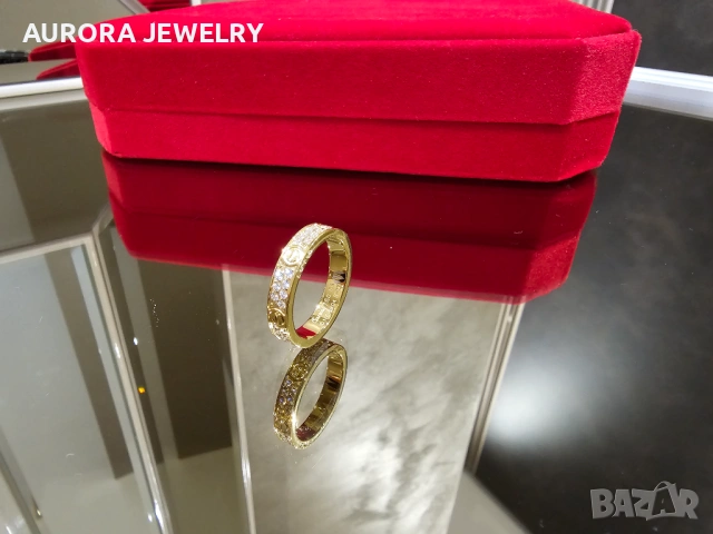 CARTIER Love Band Gold Paved Diamonds Пръстен, снимка 3 - Пръстени - 53054233