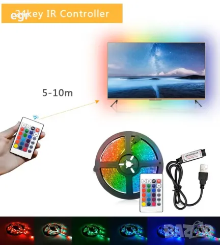 Smart RGB LED Умна блутут диодна лента с дистанционно, снимка 9 - Лед осветление - 49824860