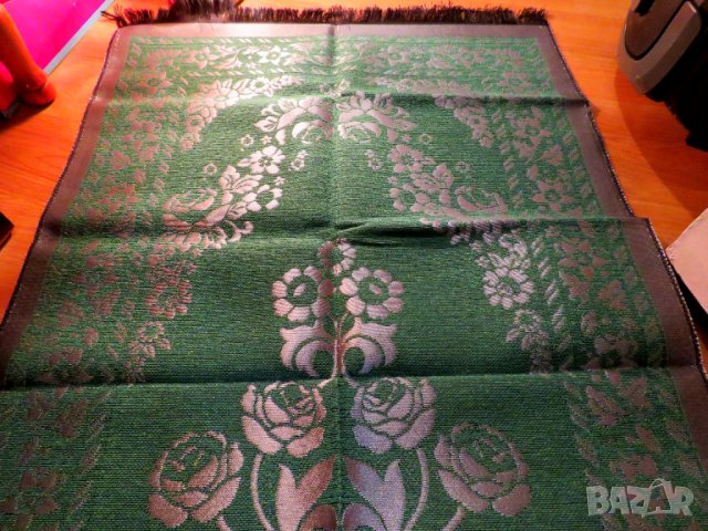 турско молитвено килимче, килимче за молитва за Намаз - зелен фон с сребърни орнаменти османски, снимка 3 - Антикварни и старинни предмети - 38235693