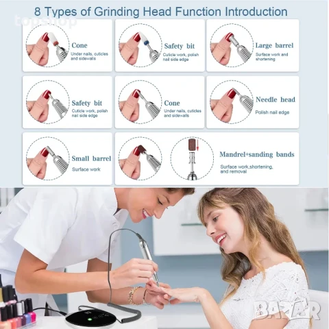 НОВА професионална пила за нокти ENGERWALL S20 35000RPM, 35W, ниско ниво на шум и ниски вибрации..., снимка 11 - Продукти за маникюр - 50552496