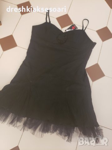 Черна рокля с тюл, снимка 1 - Рокли - 42263555