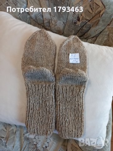 Ръчно плетени мъжки чорапи от вълна, размер 37, снимка 2 - Спортни дрехи, екипи - 42253370