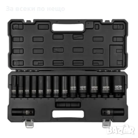 Комплект дълбоки ударни вложки 12-стенни 1/2" (10 – 36 мм) 15 части JCB, снимка 4 - Други инструменти - 50351839