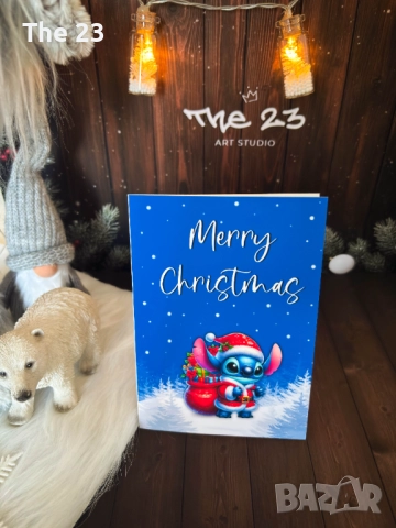 Коледни картички Стич, ръчна изработка, снимка 7 - Други - 52709643