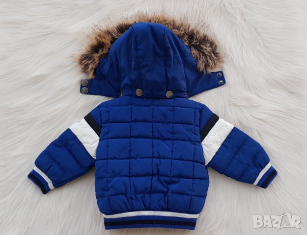 Бебешко зимно яке с пух на качулката 0-3 месеца, снимка 2 - Бебешки якета и елеци - 42392105