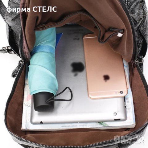 Дамска чанта STELS Q44, Екологична кожа, 38x14x30см, Черен, снимка 6 - Чанти - 44398742