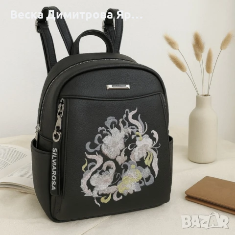 Елегантна и стилна дамска раница с флорална бродерия, снимка 7 - Чанти - 50659984