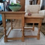 Стилен к-кт помощни масички ''2в1''. Изработени от масивно дърво, с изящни струговани крака., снимка 4