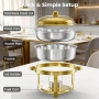 Комплект за бюфет WARMOUNTS 6L Gold Chafing Dish, 2 броя, кръгли затоплящи чинии с капак, снимка 8