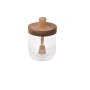 Стъклен буркан за мед, дървен капак с лъжица, 450 мл