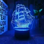 Холограмна 3D LED лампа Ветроходен кораб,RGB Седемцветен Интелигентен Контрол,USB, снимка 1