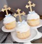 6 бр Мек кръст с панделка кръщене топер клечка декор за мъфини торта украса, снимка 2